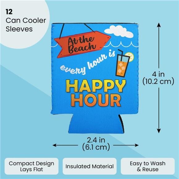 12-Pack Neoprene Can Cooler Sleeves for Soda, Soft Drinks, Beverages, Water - Picture 2 of 5